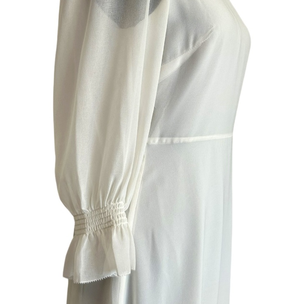 Wilfred Woman’s 4 White Sheer Swept Dress With Puff Sleeve & Ruffled Neckline - Picture 8 of 16